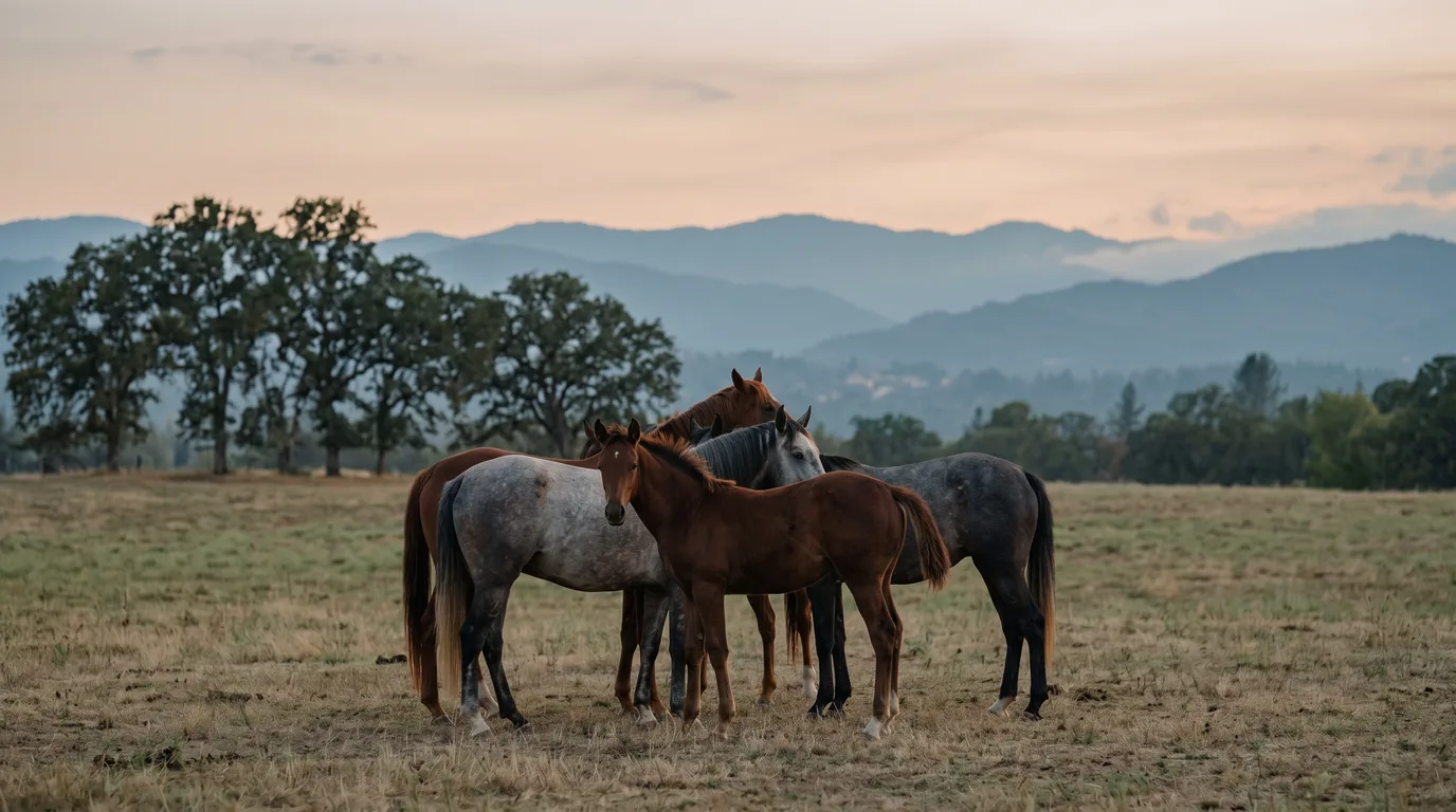 Chevaux en liberté, Les Écuries du Richardon, Loire